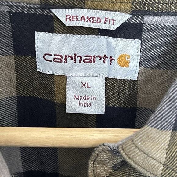 Carhartt Rugged Flex Relaxed Fit Plaid Flannel Shirt Western Size XL - Picture 6 of 7